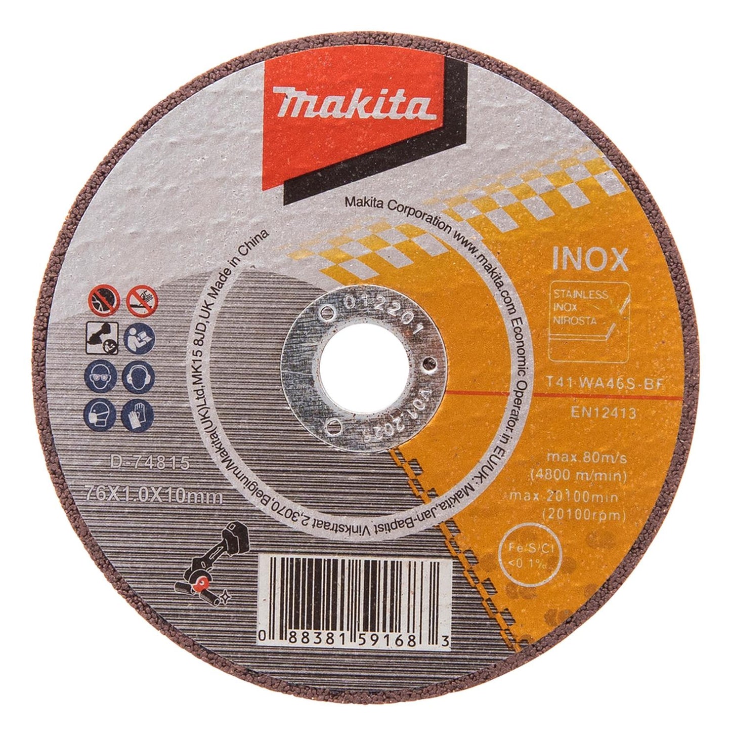 Pack 5 Discos de Corte Inox (3'') 76x1x10mm - Makita - Herram.cl