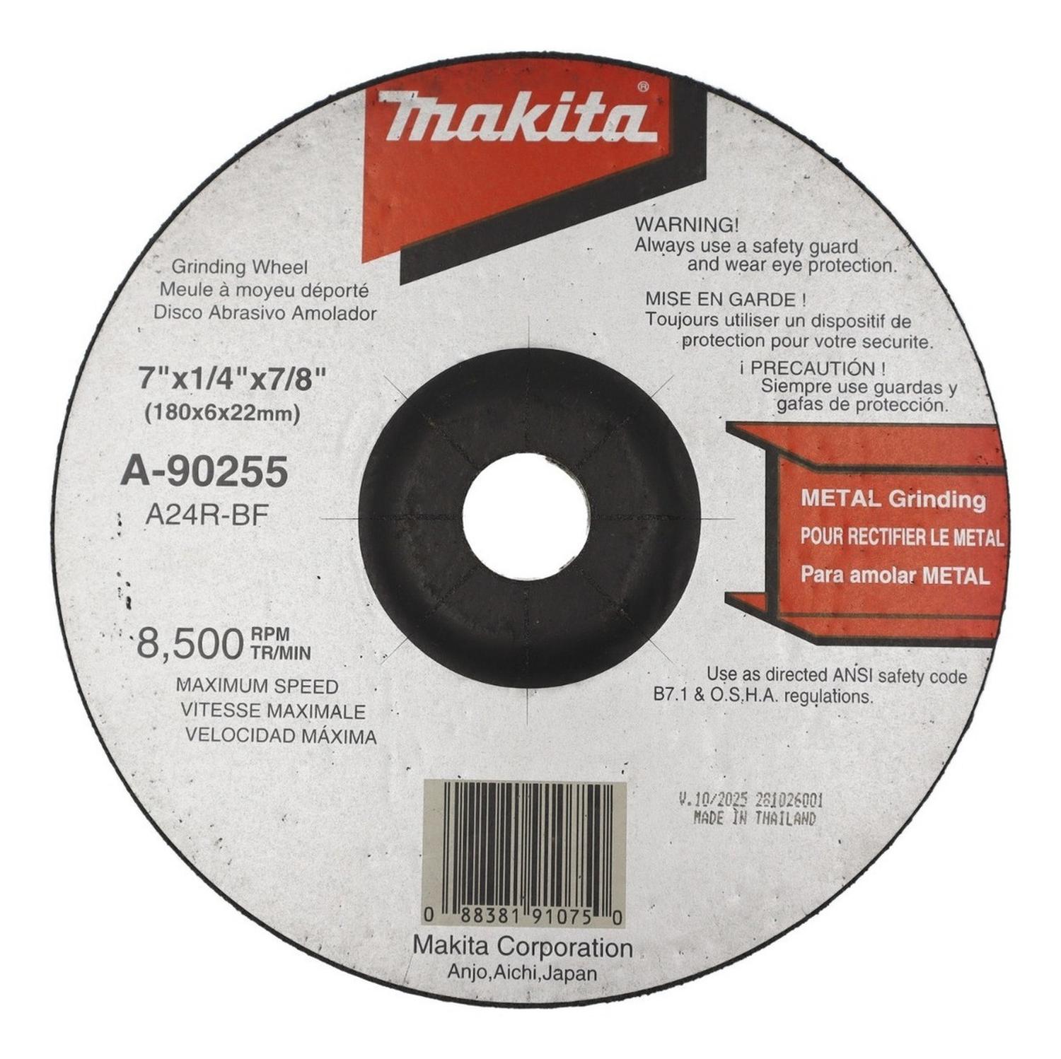 Disco de Desbaste Metal 180x6mm (7'') A24R - Makita - Herram.cl