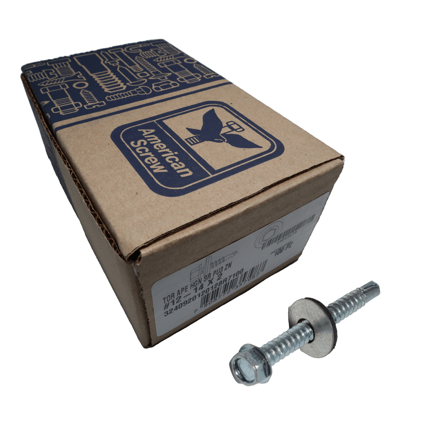 Tornillo Hex Autoperforante 12 - 14X2''100uds. American ScreW - Herram.cl