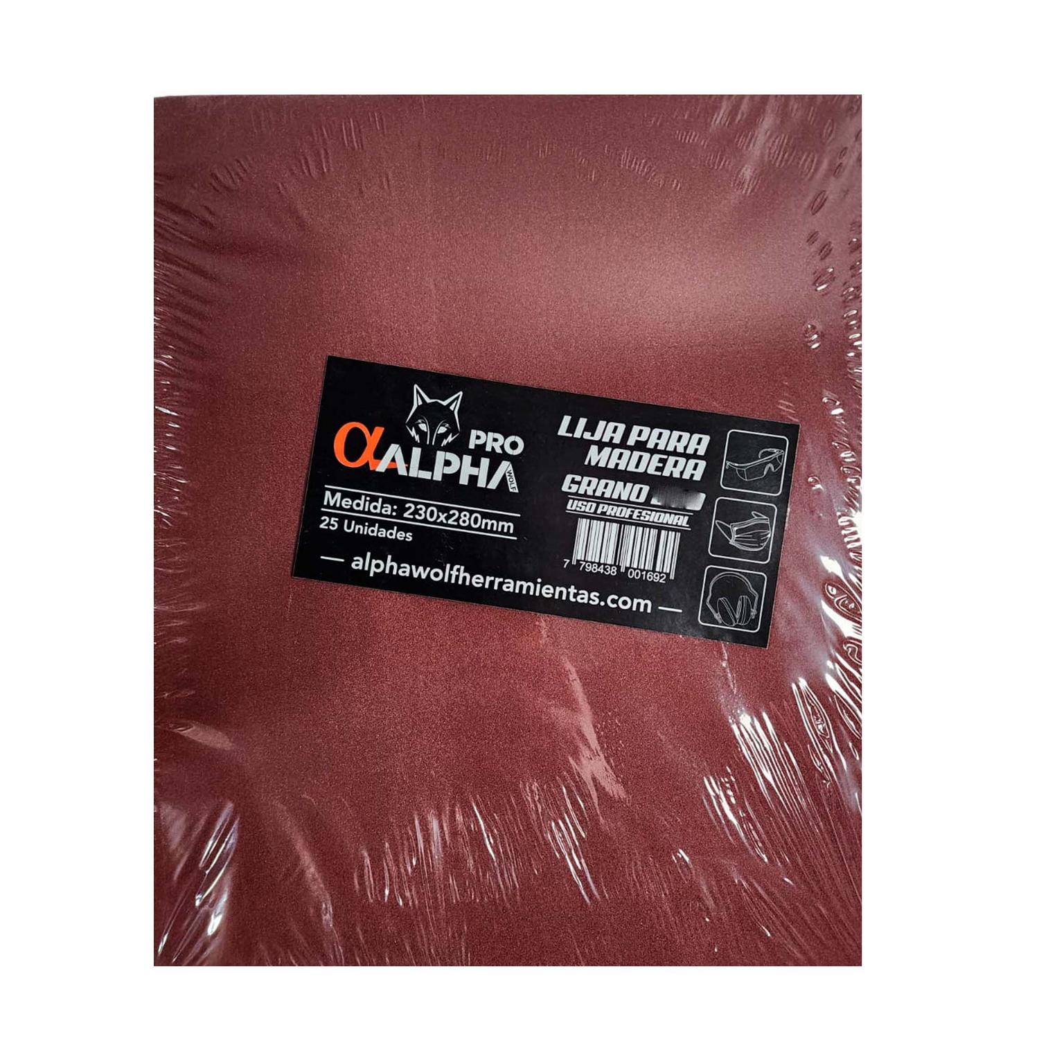 Pack 25 Pliegos de Lija para Madera 230x280mm - Alpha Pro - Herram.cl