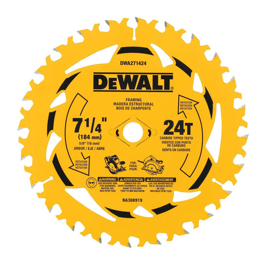 Discos de Sierra 7 - 1/4''x5/8'' 24 Dientes - DeWALT - Herram.cl