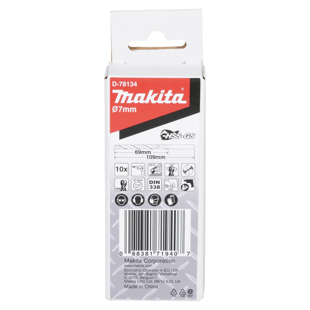 Pack Broca Para Metal HSS-GS 7.0x109mm 10 Pzas - Makita - Herram.cl
