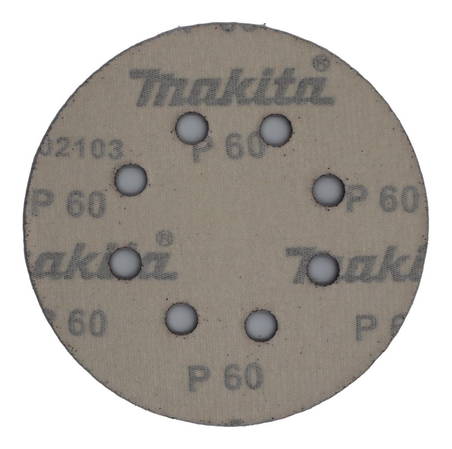 Pack 10 Discos Lija Con Velcro 125mm (5'') G60 - Makita - Herram.cl