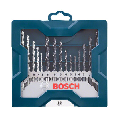 Set 15 Brocas Bosch Mini X-Line Metal Madera Concreto 3-8mm - Herram.cl