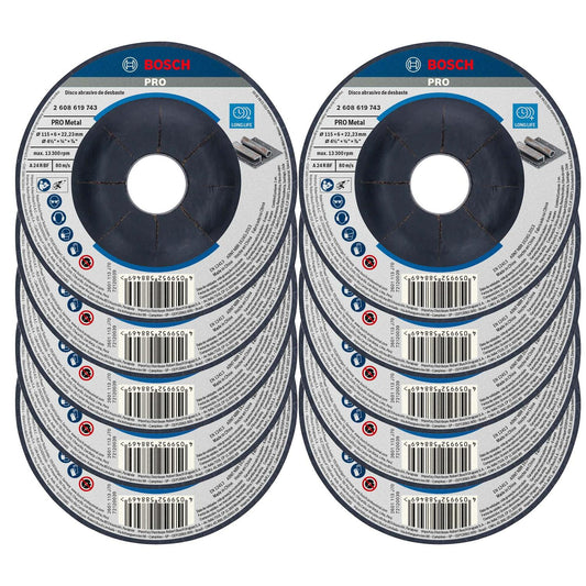 Pack 10 Discos De Desbaste Metal 4 1/2'' x 6,0mm - Bosch - Herram.cl