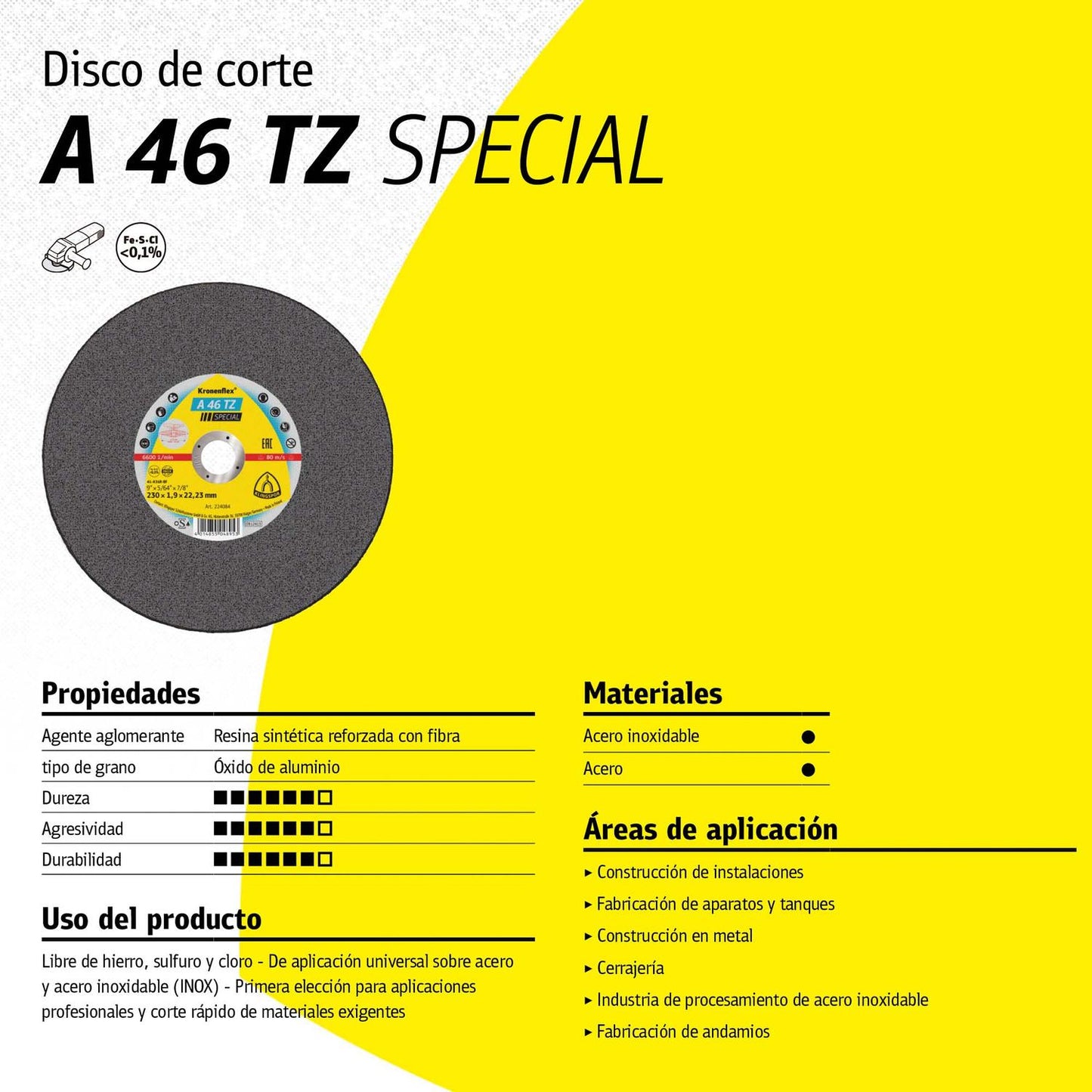 Disco de Corte A 46 TZ Special Inox 7'' x1.6mm - klingspor - Herram.cl