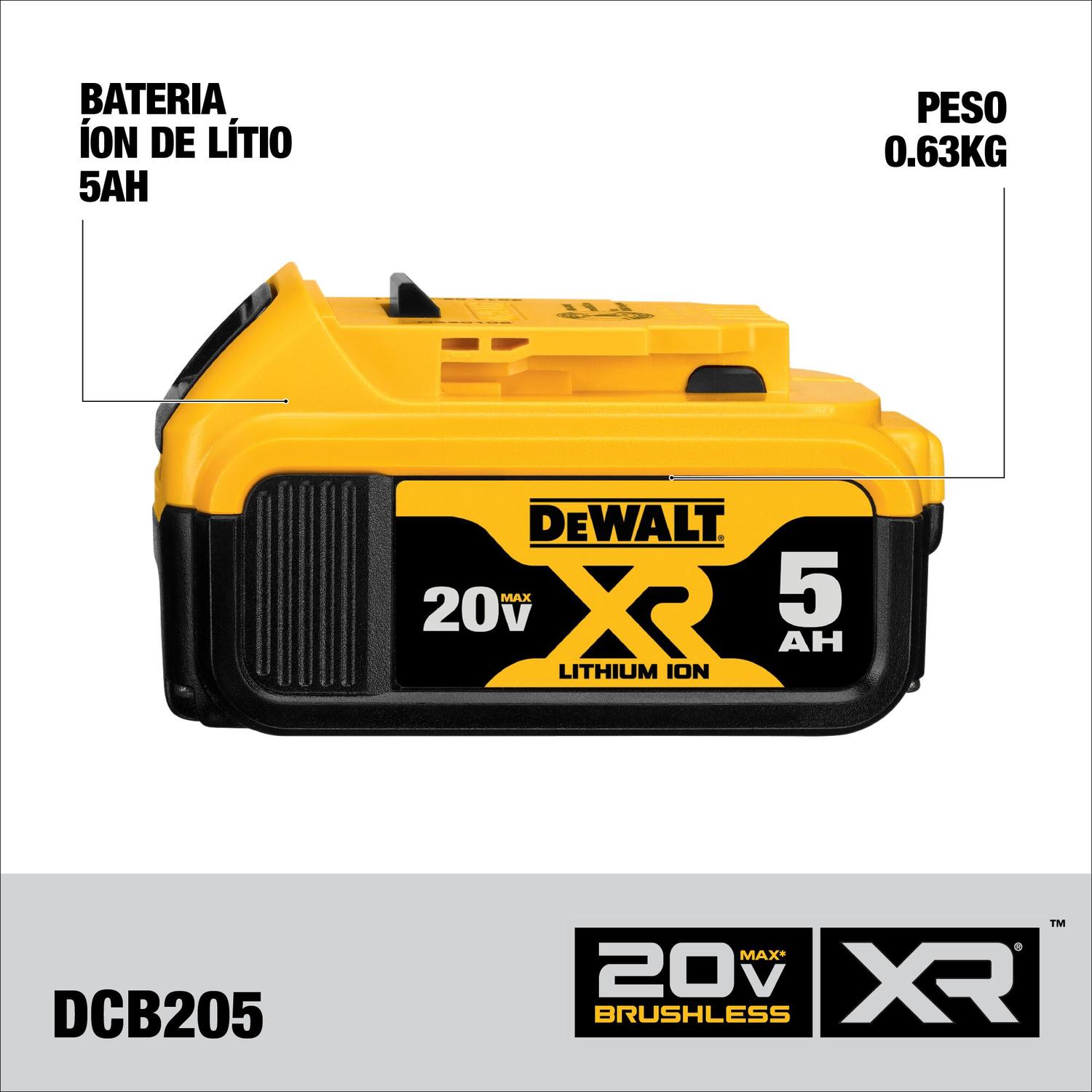 Kit 2 Baterías 20V Max. 5.0 / 2.0 Ah+Cargador+Bolso - DeWALT - Herram.cl