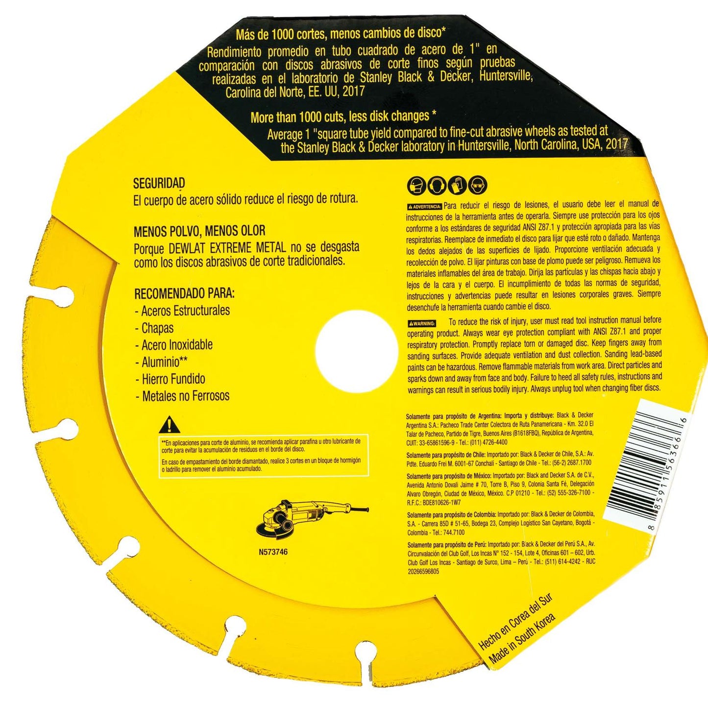 Disco Diamantado EXTREME METAL 7'' Eje 22,23mm - DeWALT - Herram.cl
