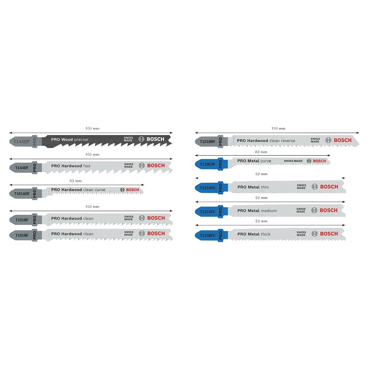 Set 10 Hojas Caladora BOSCH Wood and Metal T144DP T121BFC - Herram.cl