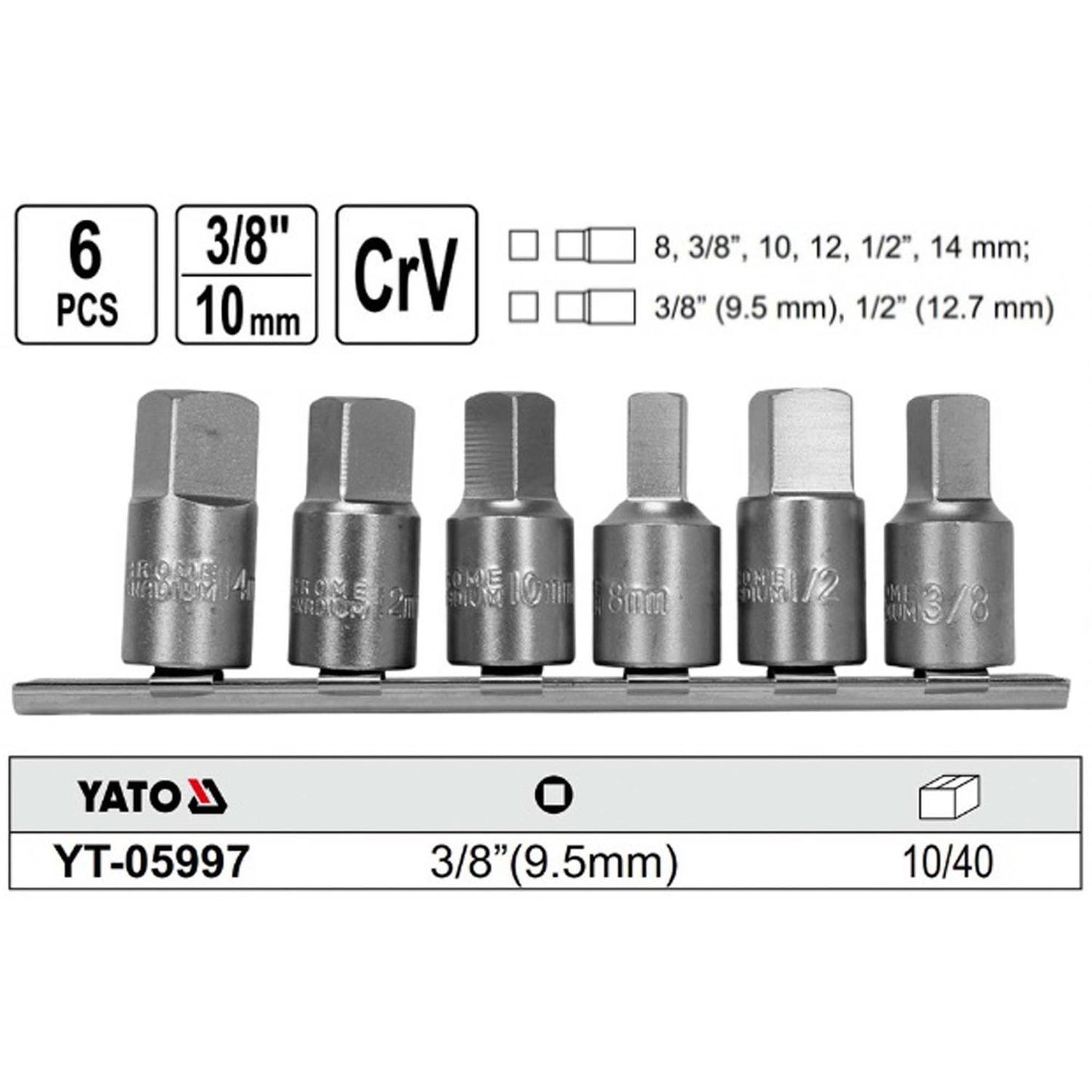 Juego De Dados Tapón Aceite 3/8'' 6 Pzas - Yato - Herram.cl