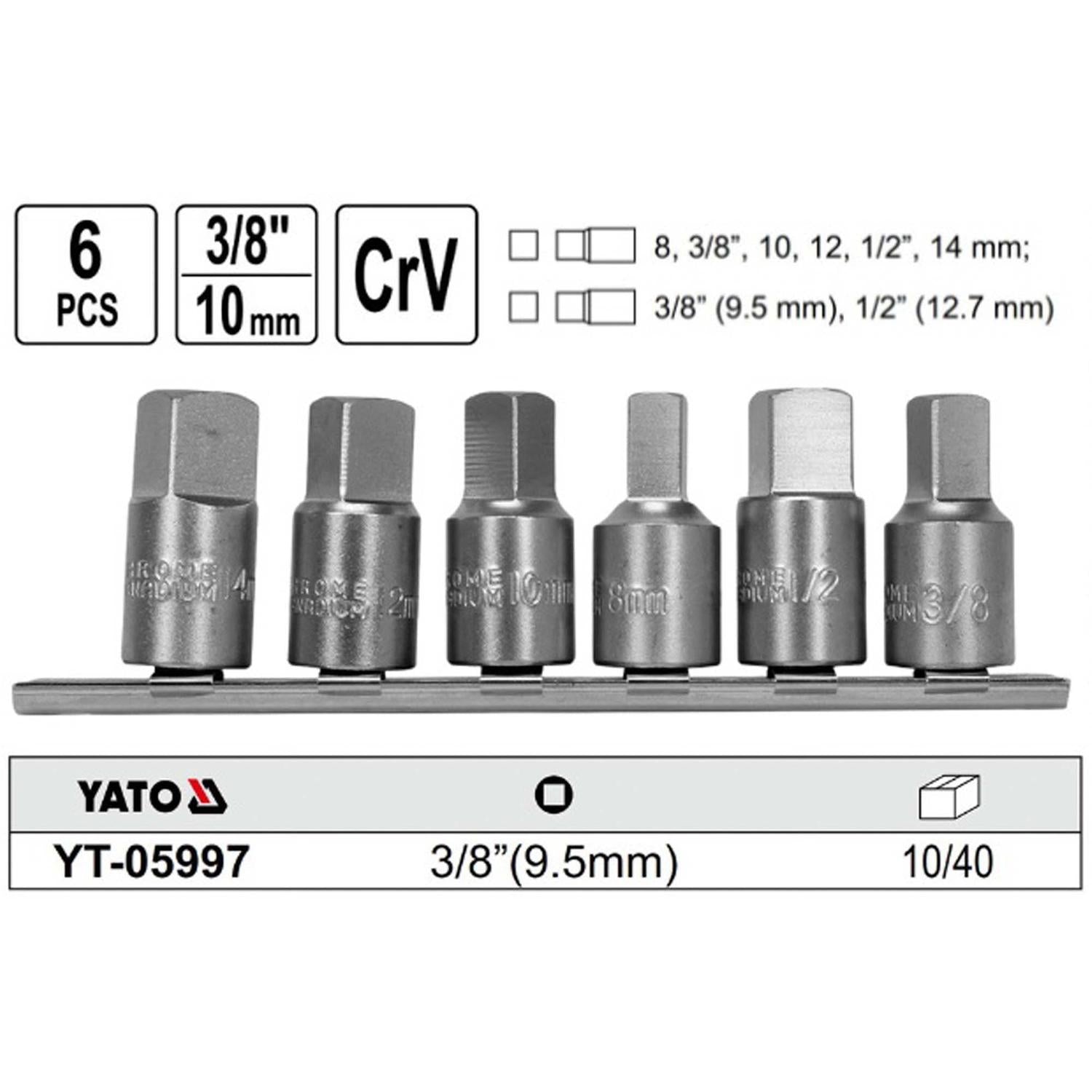 Juego De Dados Tapón Aceite 3/8'' 6 Pzas - Yato - Herram.cl