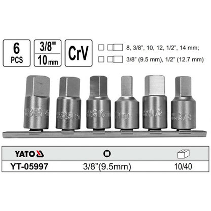 Juego De Dados Tapón Aceite 3/8'' 6 Pzas - Yato - Herram.cl