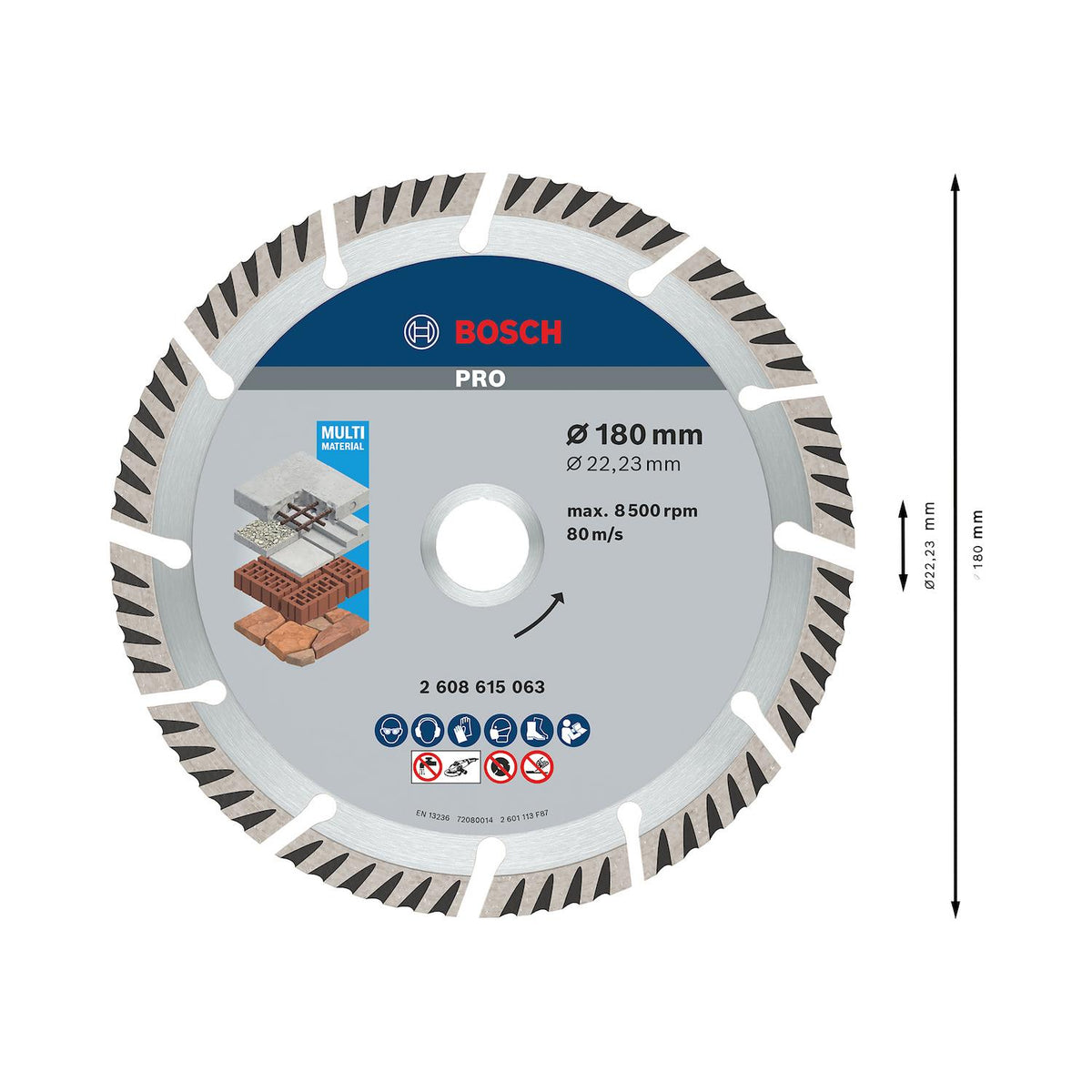 Disco Diamante PRO Multi Material 180mm Amoladora - Bosch - Herram.cl