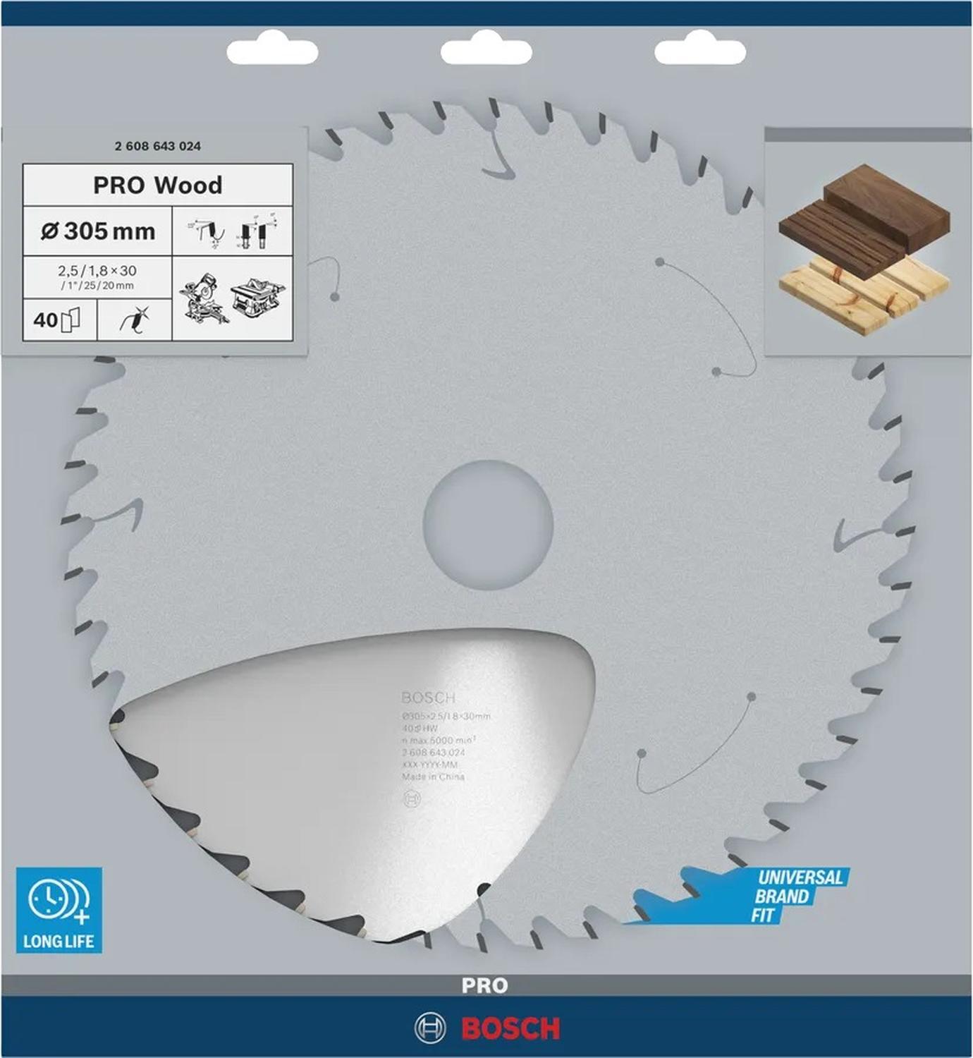 Disco De Sierra Circular PRO Wood 12''x2,5x30mm 40 D - Bosch - Herram.cl