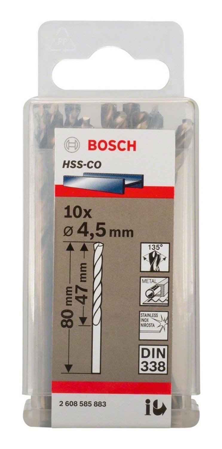 Caja Con 10 Unidades Broca Para Metal HSS - Co 4,5mm (Cobalto) - Herram.cl