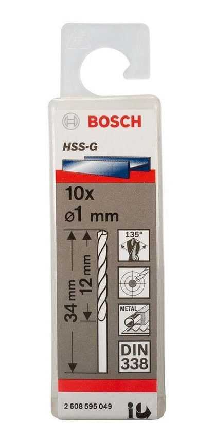 Caja Con 10 Unidades Broca Para Metal Bosch HSS - G 1mm - Herram.cl