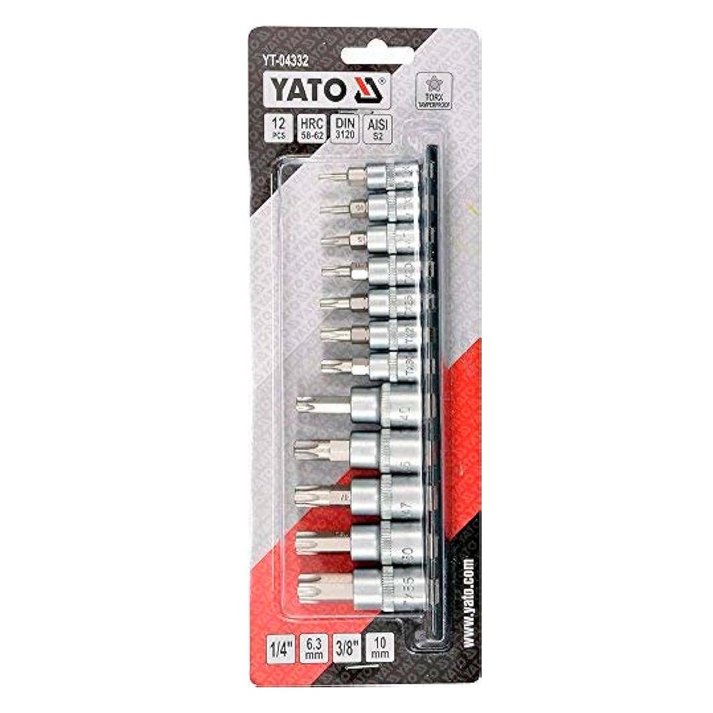 Juego Dados Torx de Seguridad 1/4'' Y 3/8'' 12 Pzas - Yato - Herram.cl