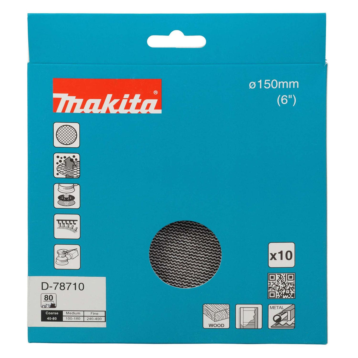 Pack 10 Discos Malla Abrasiva con Velcro 6'' - Makita - Herram.cl