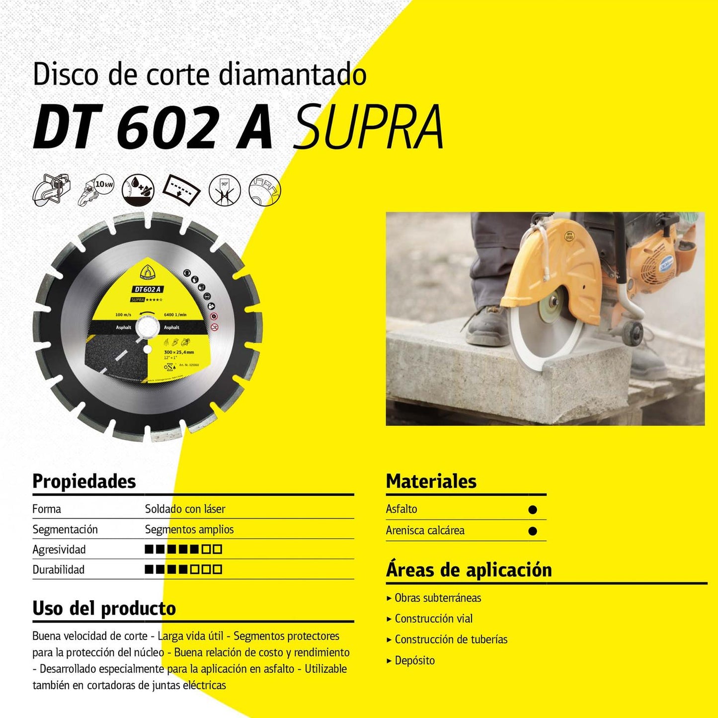 Disco Diamantado DT 602 Supra 16''x1'' - Klingspor - Herram.cl