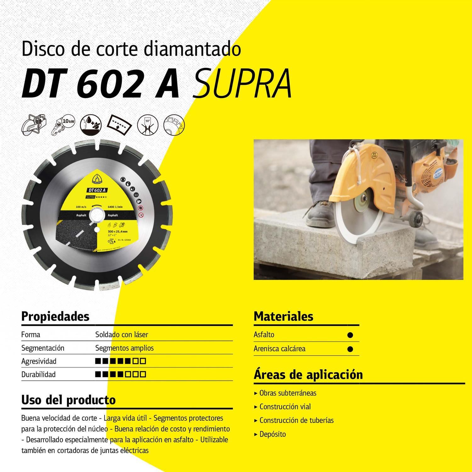 Disco Diamantado DT 602 Supra 16''x1'' - Klingspor - Herram.cl