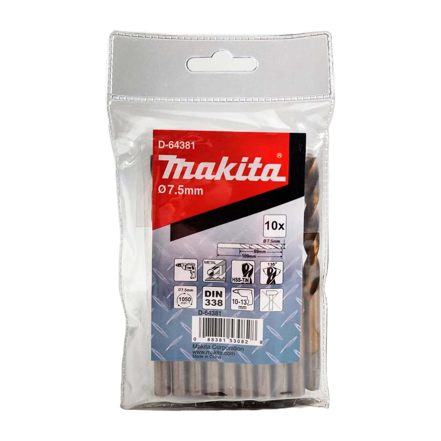 Brocas Metal HSS - TiN 7.5x109mm 10 Pzas - Makita - Herram.cl