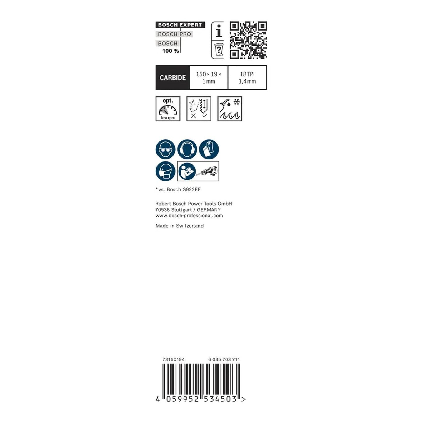 Hoja de Sierra Sable EXPERT Thin Tough Metal 150mm - Bosch - Herram.cl