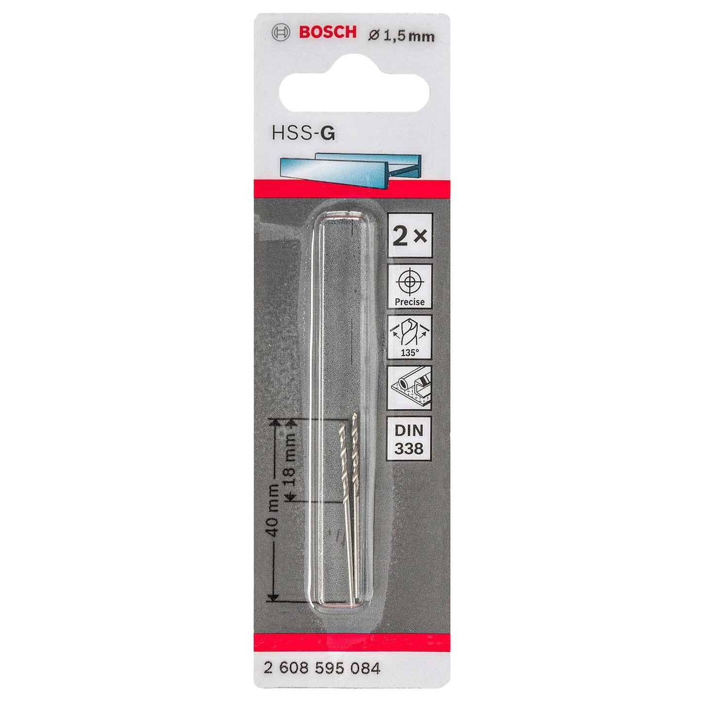 Broca Metal HSS - G 1.5mm - Blister x2 Und. - Bosch - Herram.cl