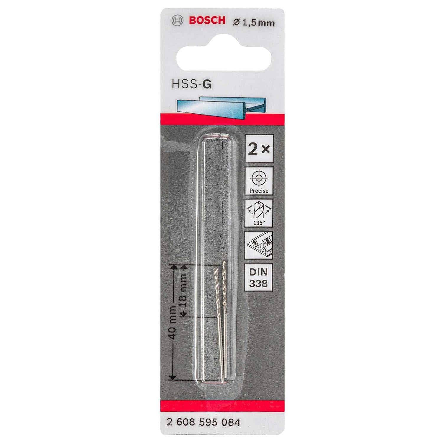 Broca Metal HSS - G 1.5mm - Blister x2 Und. - Bosch - Herram.cl