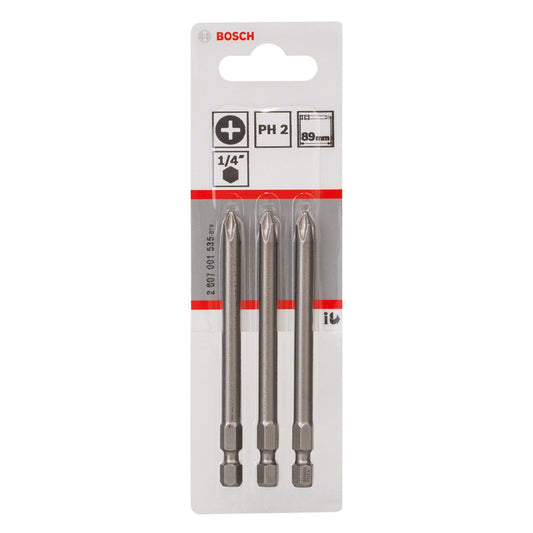Punta para atornillar Extra Hard PH2x89mm 3 Pzas - Bosch - Herram.cl