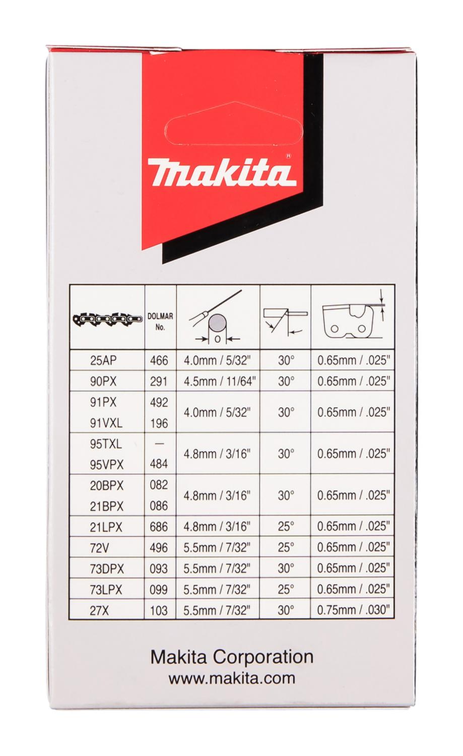 Cadena Para Podadora de Altura 10''/1,3mm/3/8''/39 - Makita - Herram.cl