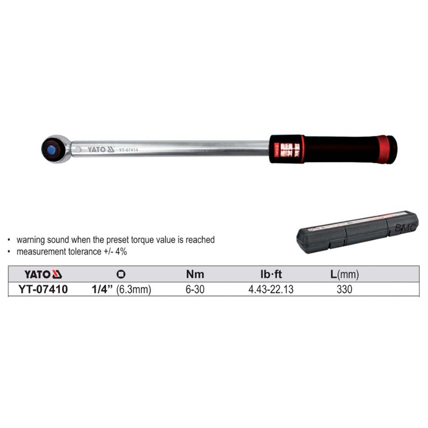 Llave Torque 1/4'' 6 - 30 Nm YT - 07410 - Yato - Herram.cl