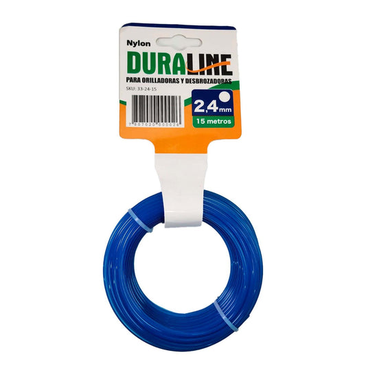 Nylon Redondo Rollo 15m Azul 2.4mm - Duraline - Herram.cl