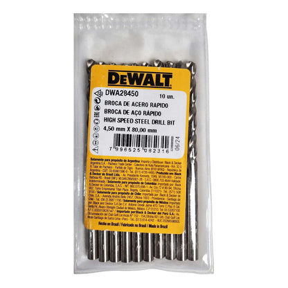 Brocas Para Metal HSS 4.5mm 10 Pzas - DeWALT - Herram.cl