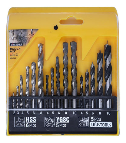 Set 16 Brocas Madera, Metal, Concreto Uyustools - Bcx16s - Herram.cl