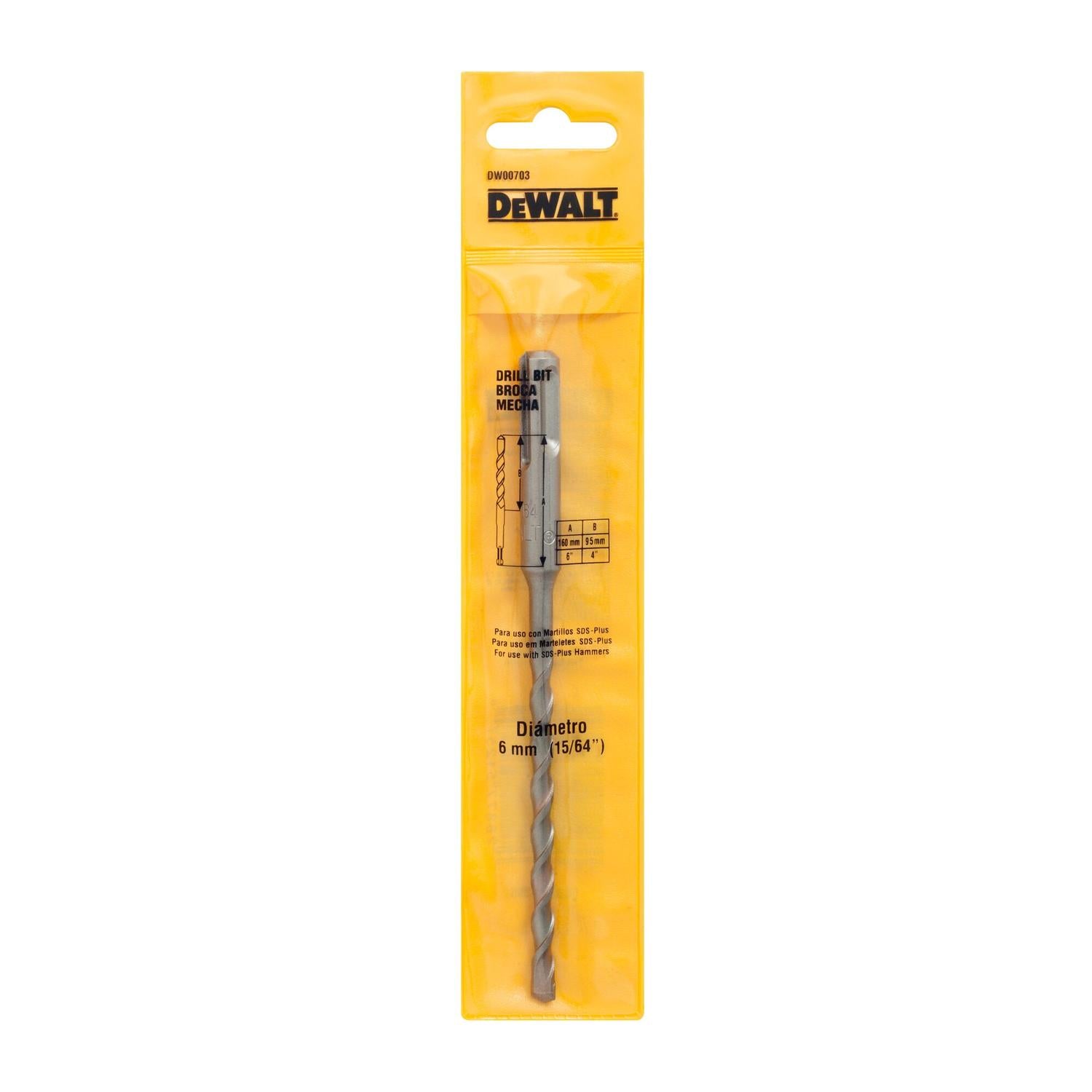 Broca SDS - Plus 6x95x160mm - DeWALT - Herram.cl