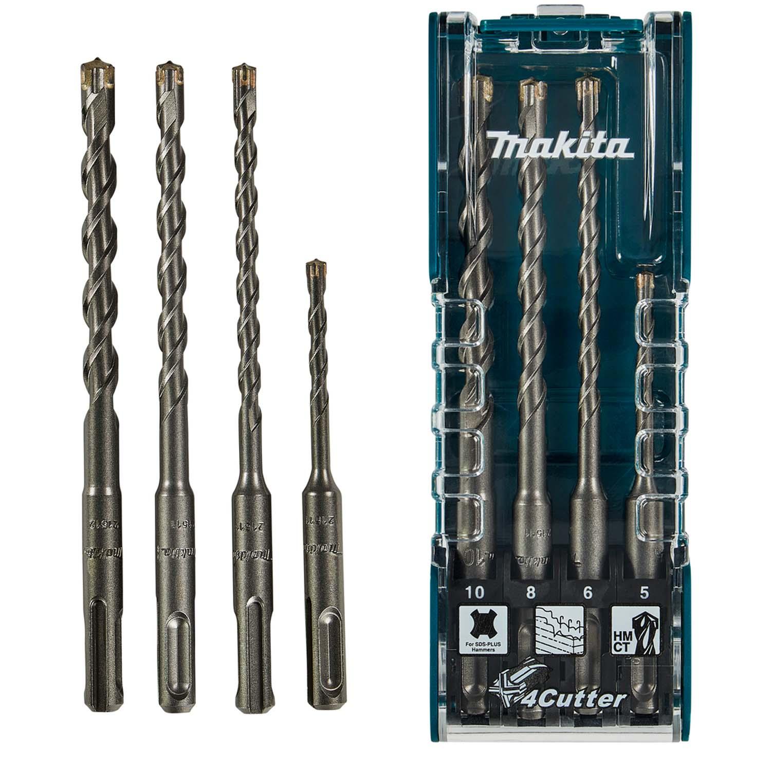Set Brocas SDS - Plus 4 Aristas (5,6, 8, 10mm) 4 Pzas - Makita - Herram.cl
