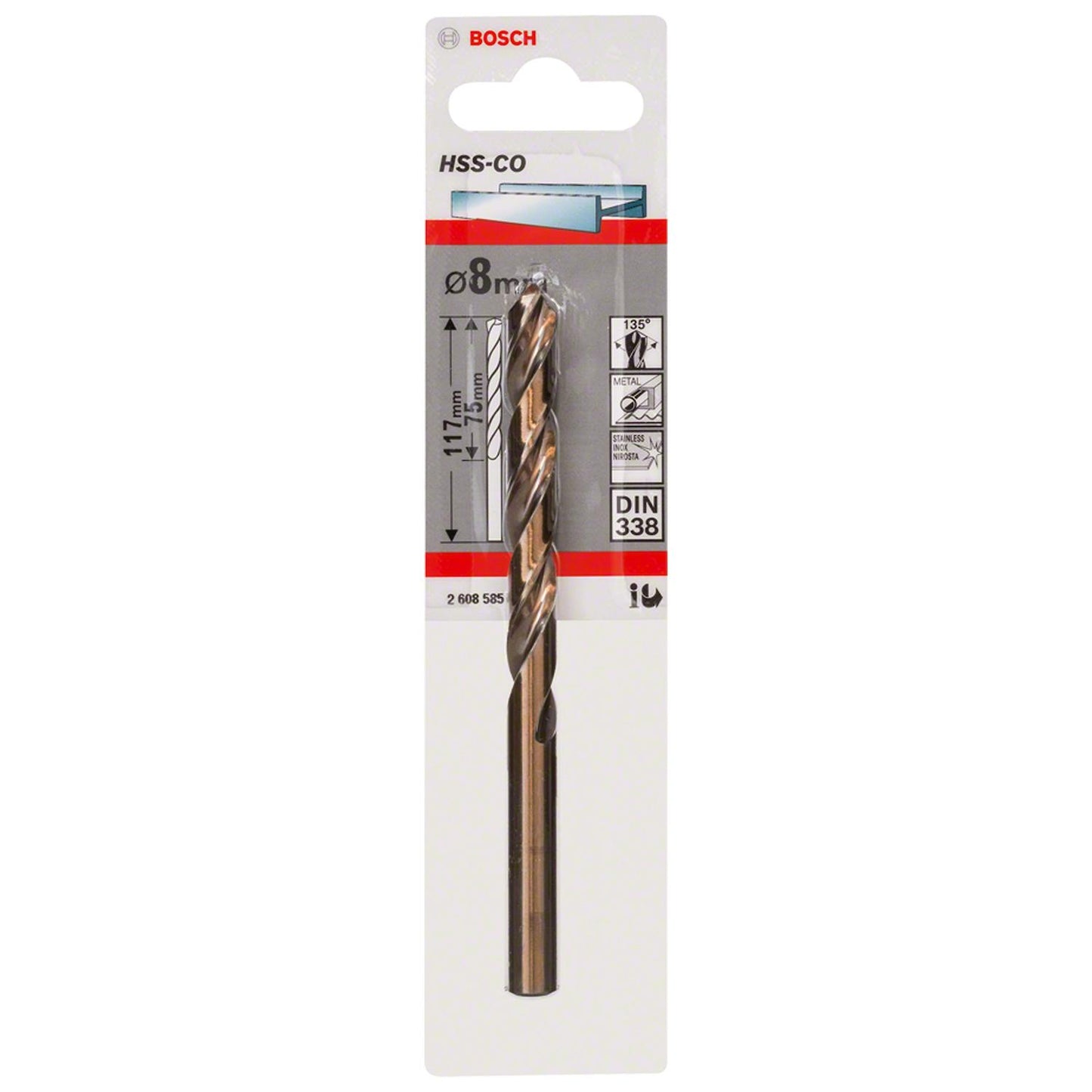 Broca Metal HSS - Co 8.0mm - Blister - Bosch - Herram.cl