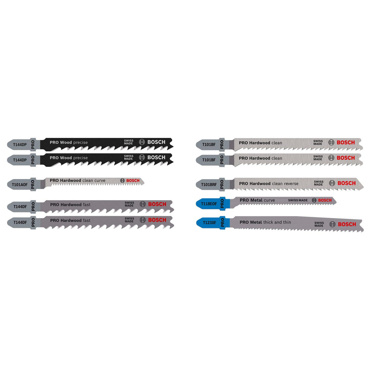 Set 10 Hojas Sierra Caladora Bosch PRO Madera y Metal - Herram.cl