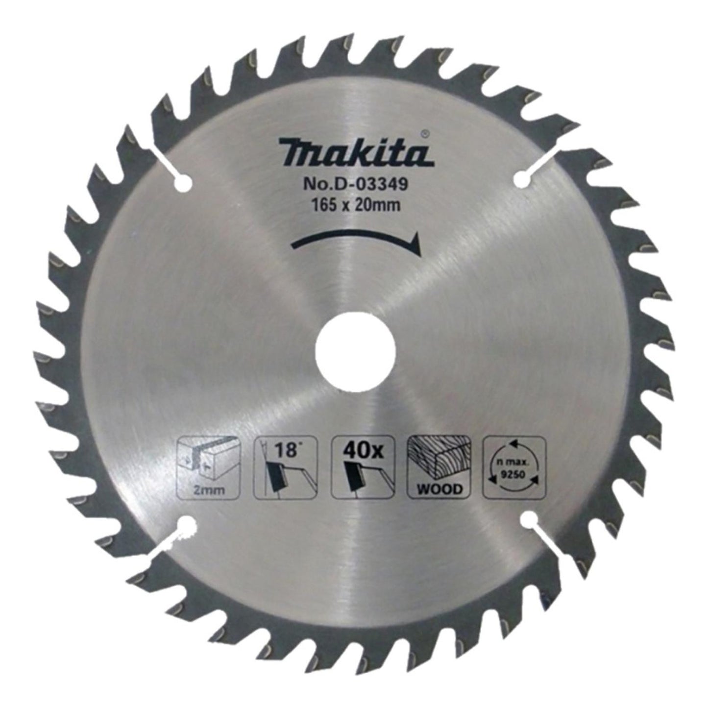 Disco Sierra 165mm (6 1/2) 40 D Eje 20mm Makita D - 03349 - Herram.cl