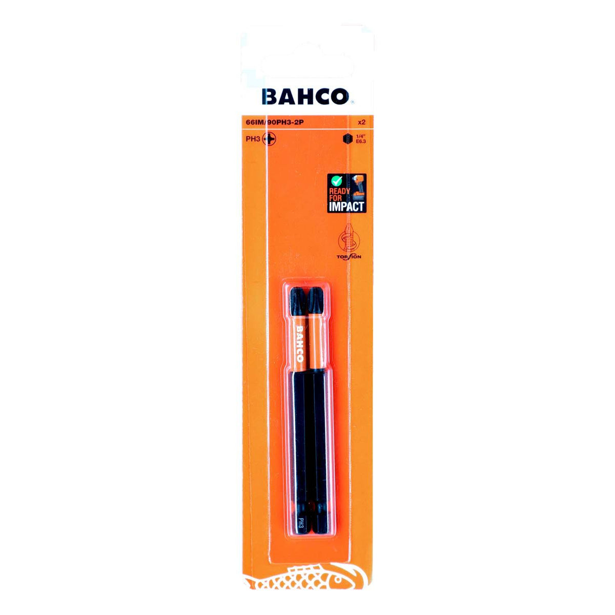 Puntas De Impacto De Torsión PH3x90mm 2 Pzas - Bahco - Herram.cl