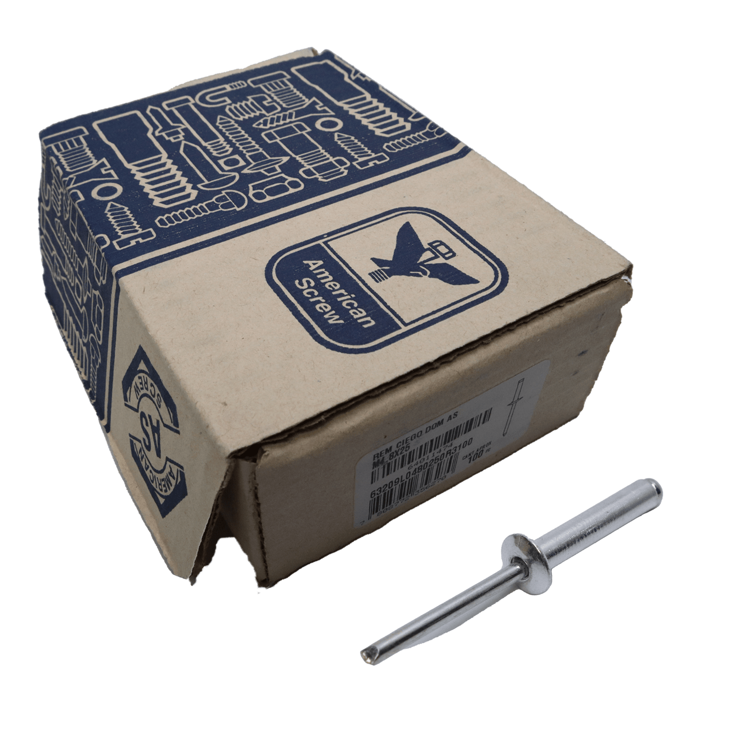 Remache Ciego Dom As M4.8x25 100uds. American ScreW - Herram.cl