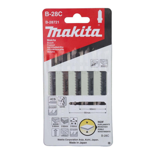 Pack 5 Hojas De Calar HCS B - 28C MDF (Acabado) - Makita - Herram.cl