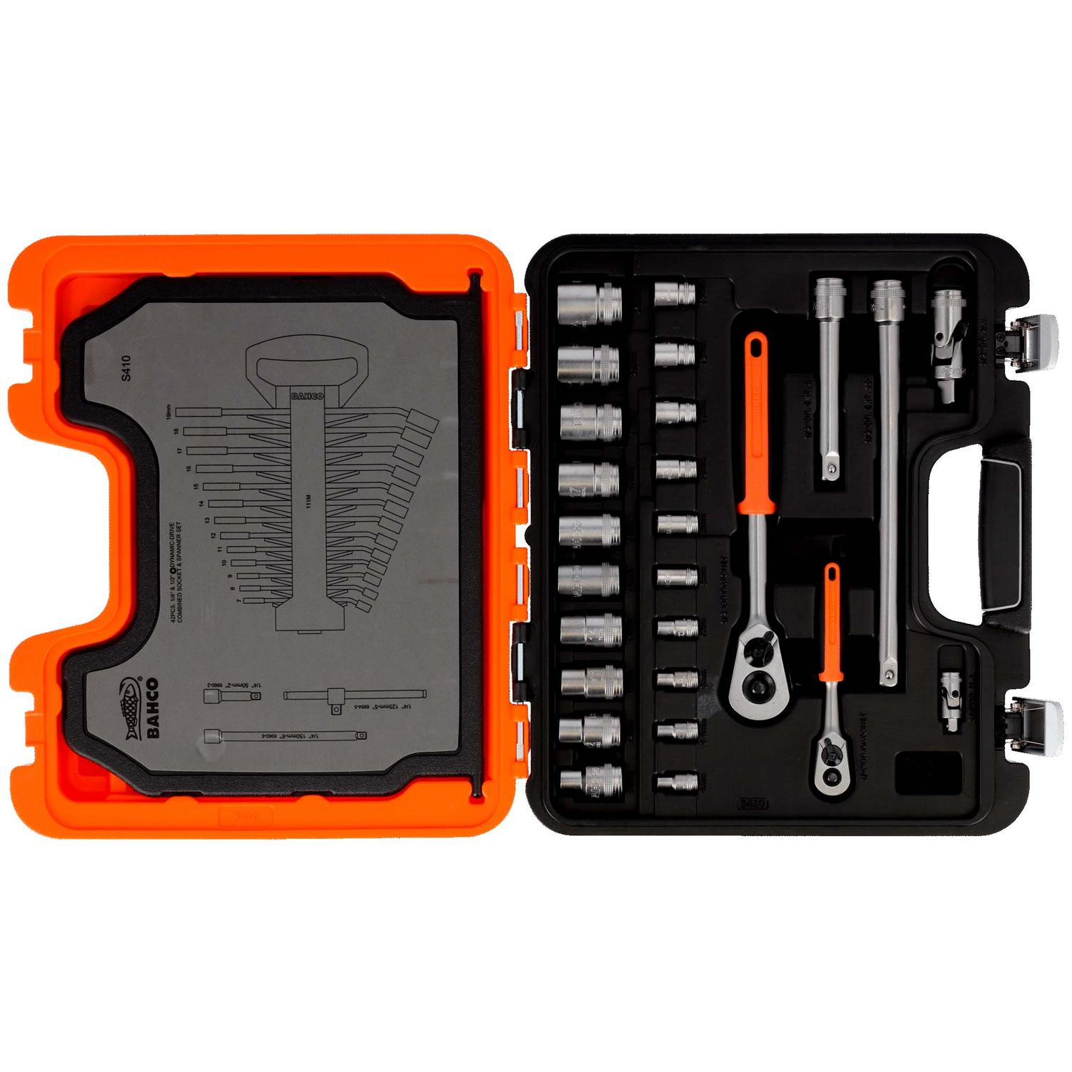 Juego Dados 1/4'', 1/2'' Y Llaves Combinadas 41 Pzas - Bahco - Herram.cl