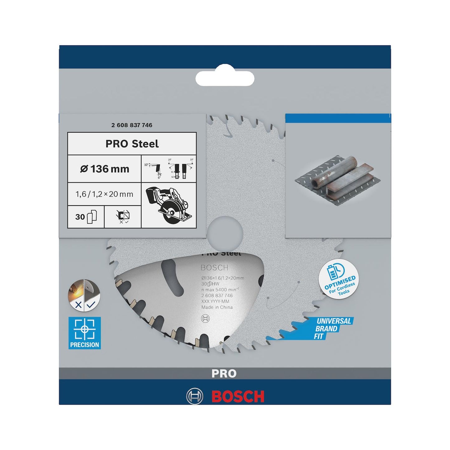 Disco de Sierra PRO Steel 136x1,6x20mm 30 D - Bosch - Herram.cl