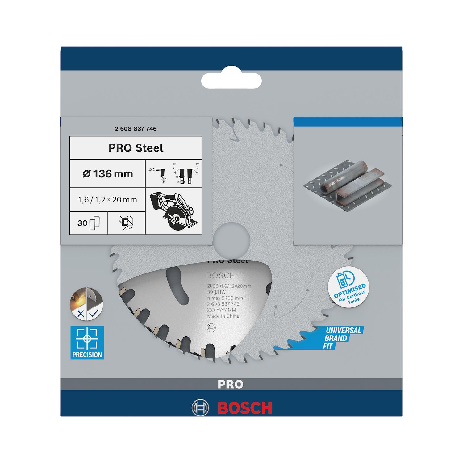 Disco de Sierra PRO Steel 136x1,6x20mm 30 D - Bosch - Herram.cl