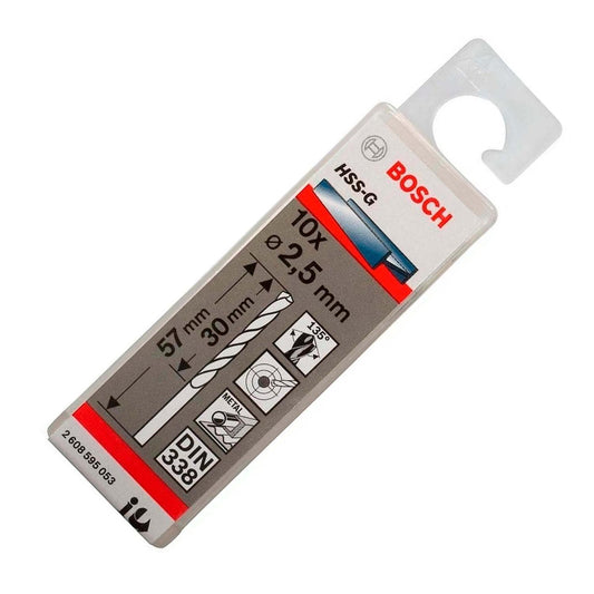 Caja Con 10 Unidades Broca Para Metal Bosch HSS - G 2,5mm - Herram.cl