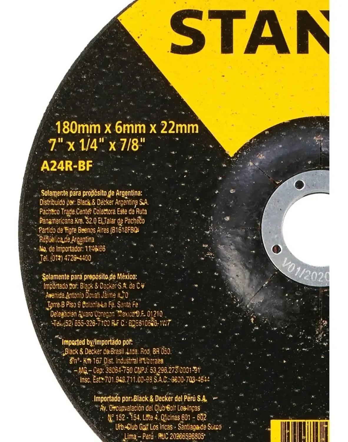 Disco de Desbaste Stanley STA0414 Metal 7"x6mm - Herram.cl