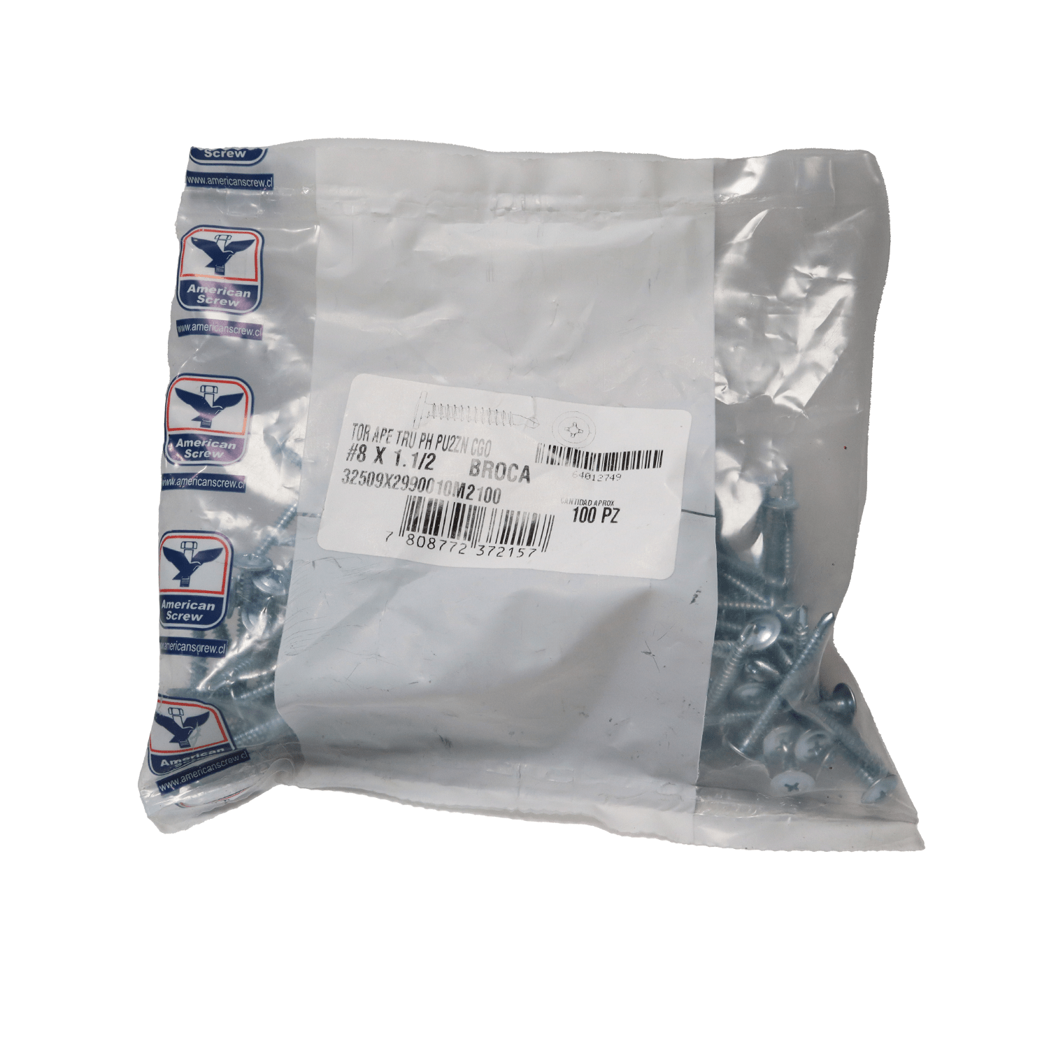Tornillo Truss Broca 8x1 1/2'' 100uds. - American ScreW - Herram.cl