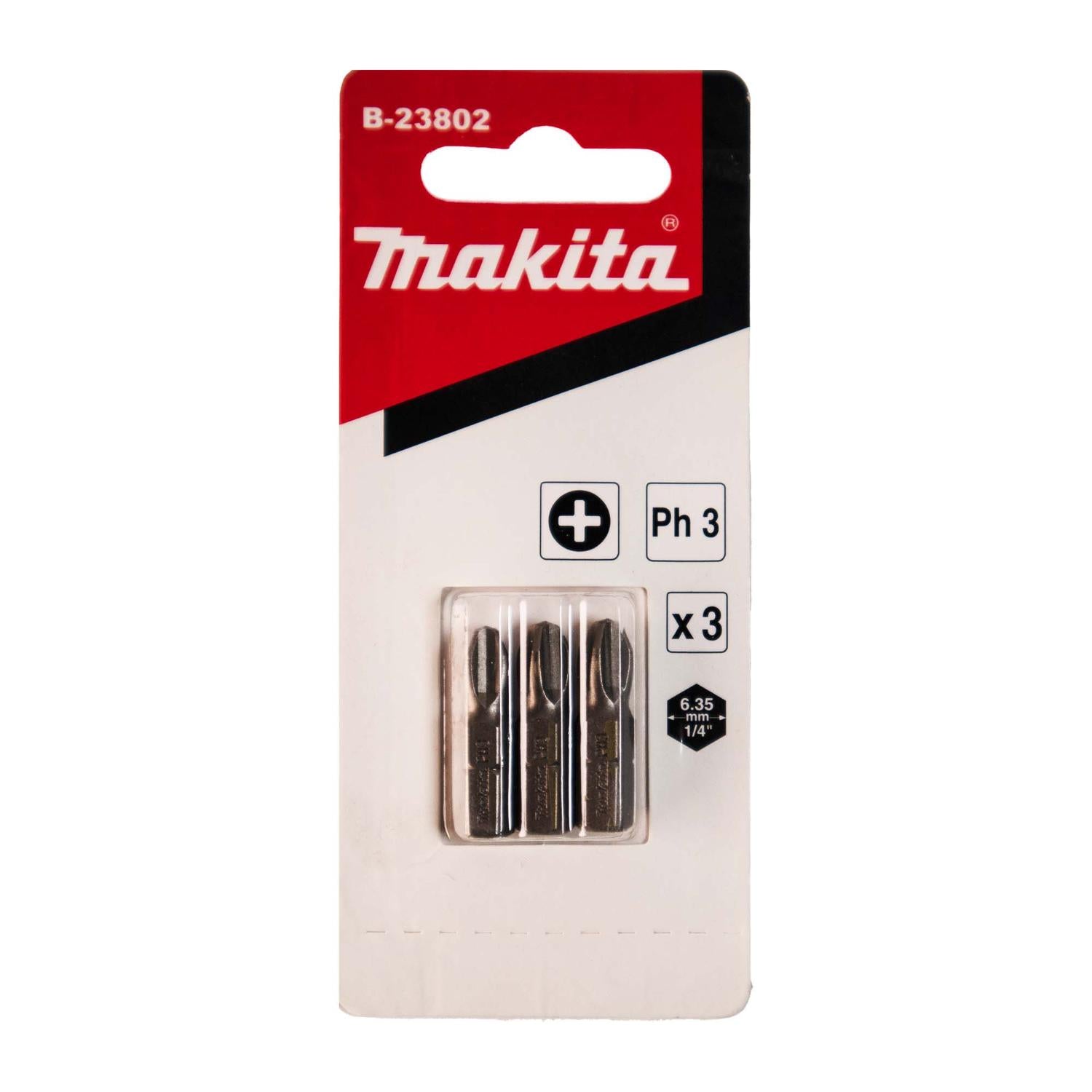 Punta de atornillar PH3x25mm 3 Pzas - Makita - Herram.cl