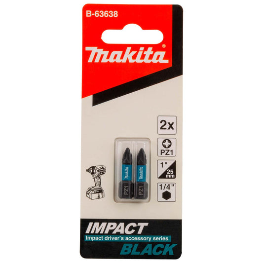 Puntas Impact Black PZ1 - 25mm 2 Pzas - Makita - Herram.cl
